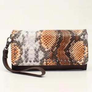 Angel Ranch Women's Studded Python Print Clutch Wallet D330000302