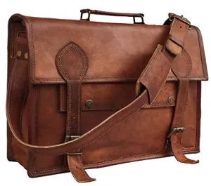 16 Inch Vintage Handmade Leather Messenger Bag for Laptop Briefcase Best Computer Satchel School