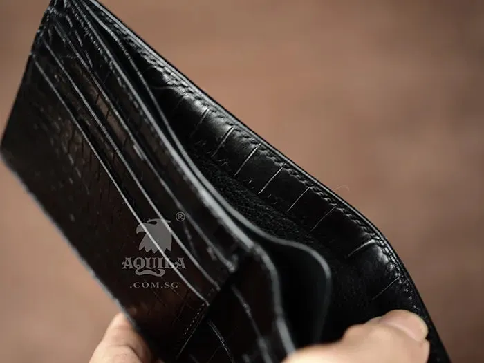 Aquila genuine crocodile skin wallet black