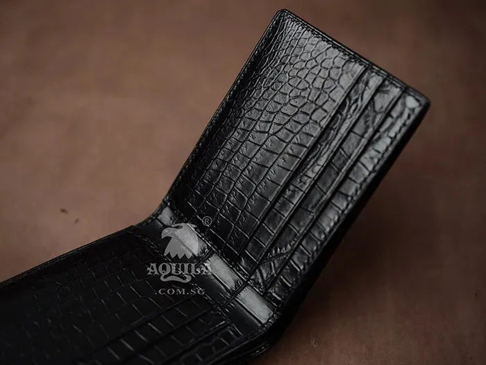 Aquila genuine crocodile skin wallet black