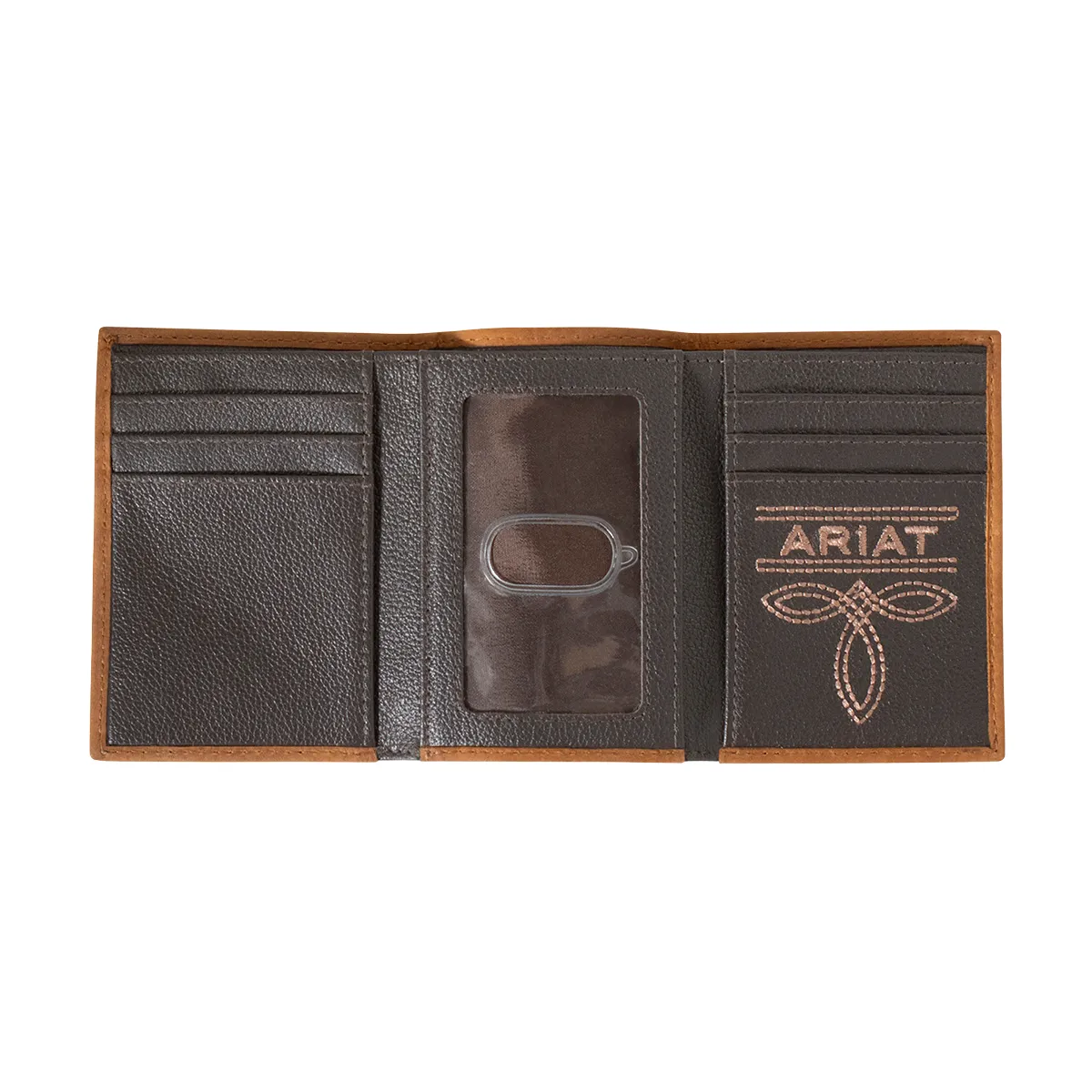 Ariat Men's Aged Bark Southwest Overlay Trifold Wallet