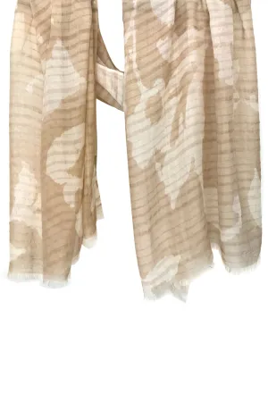 Beige Floral Cashmere Scarf