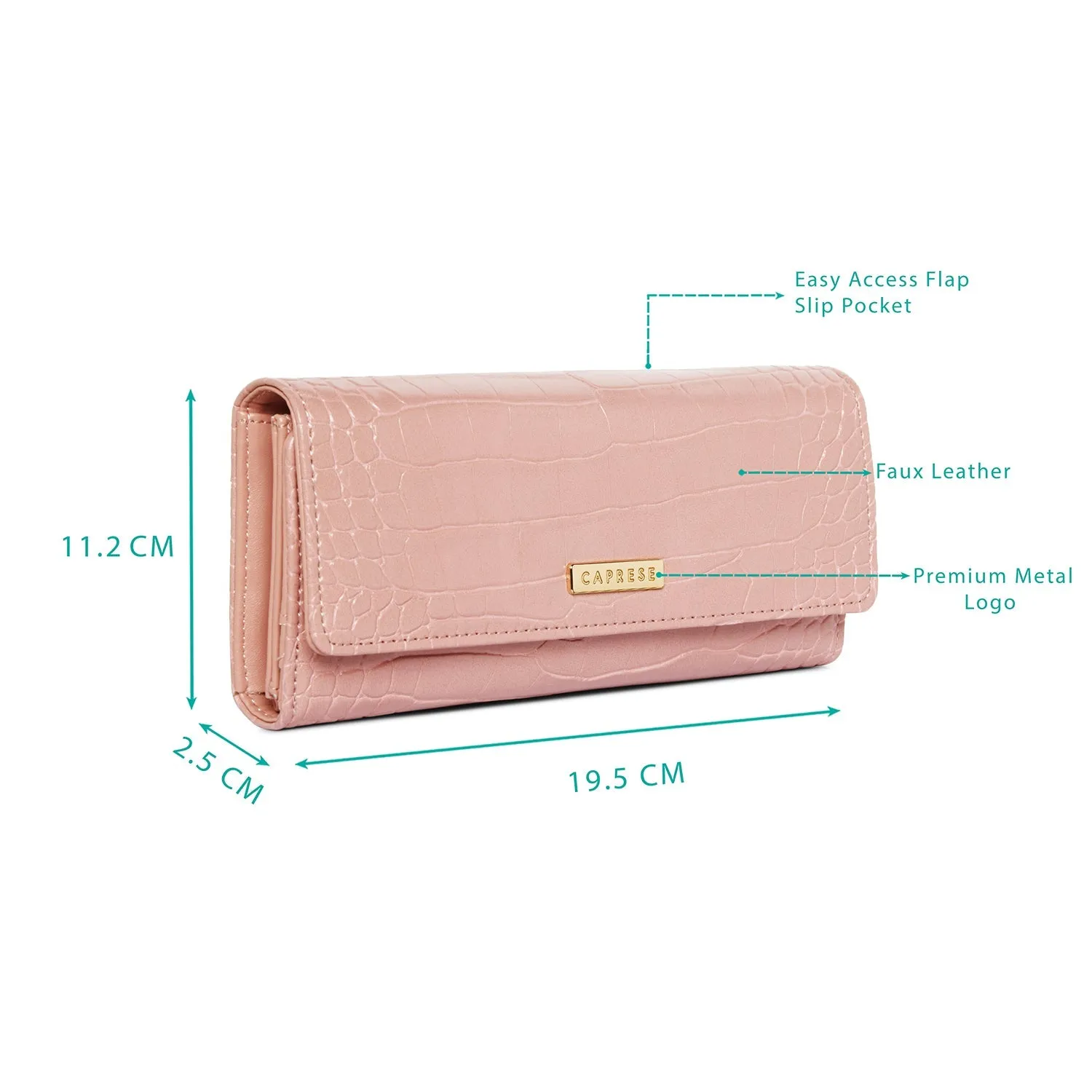 Caprese Ariana Flap Wallet Medium Pink