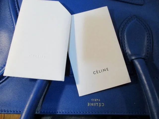 CELINE PARIS MINI LUGGAGE ITALY Grained Leather ROYAL BLUE Tote Bag