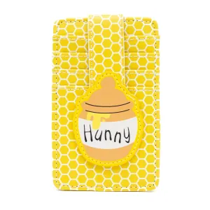 Disney Vegan Leather Wallet, ID Card Holder, Winnie the Pooh Hunny Pot Honeycomb Yellow White, 3.0" x 5.0"