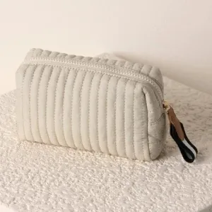 Ezra Small Boxy Cosmetic Pouch in Ivory