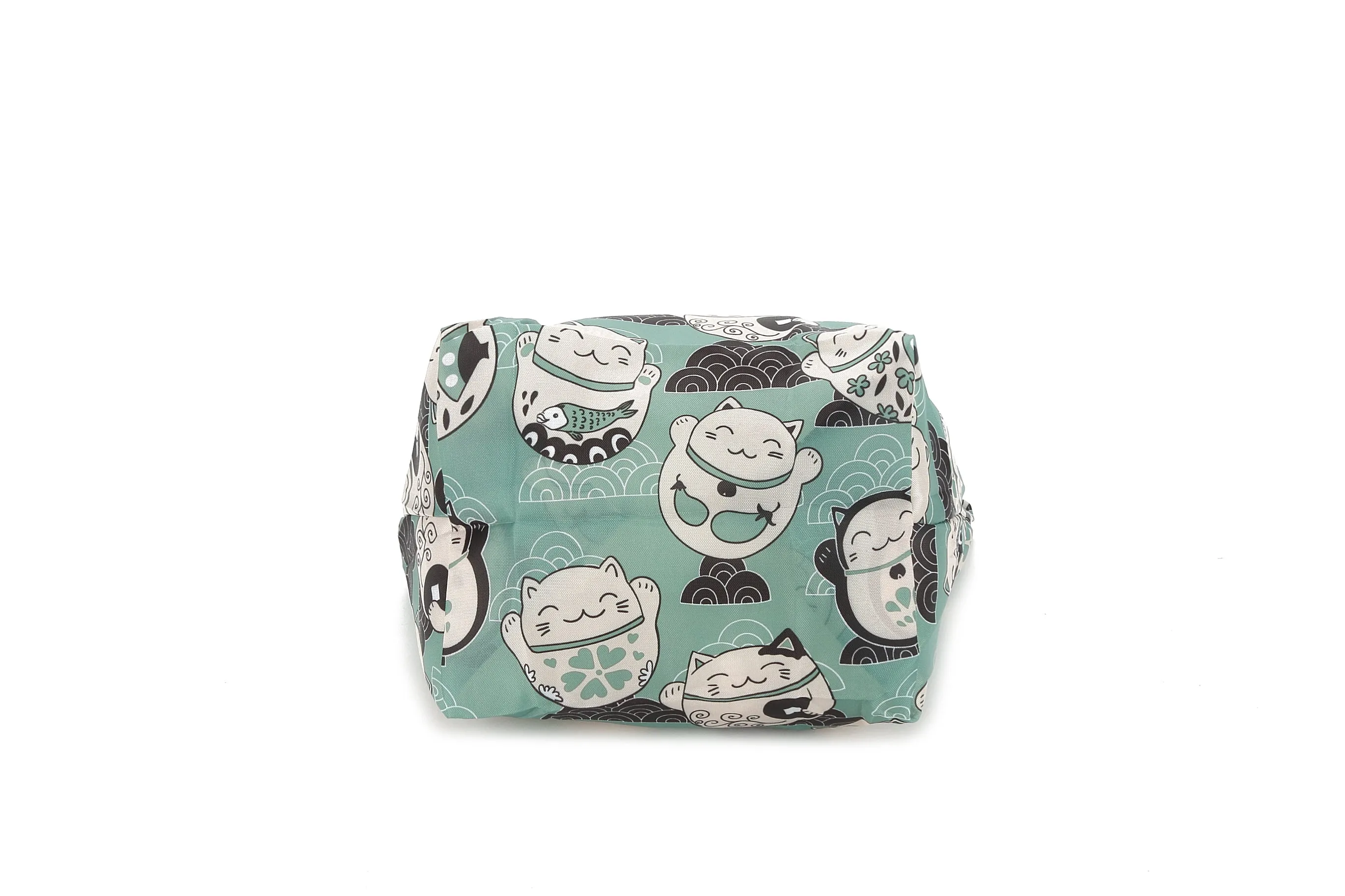 Foldable Bag Joy Lucky Cat Teal