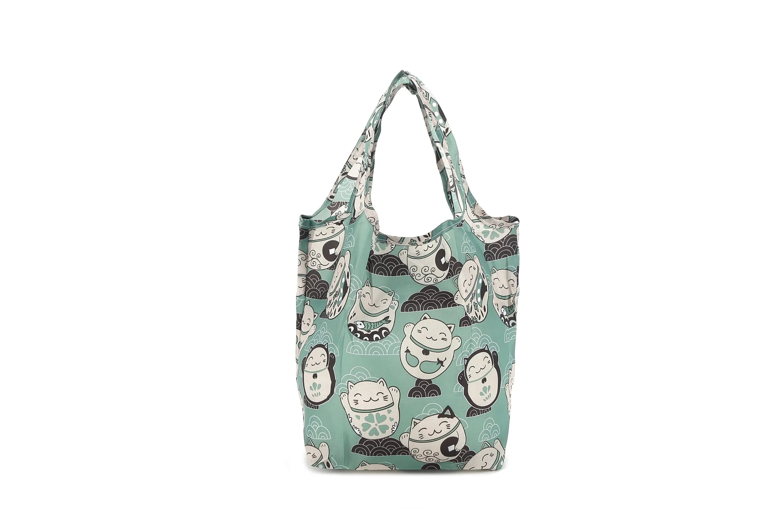 Foldable Bag Joy Lucky Cat Teal