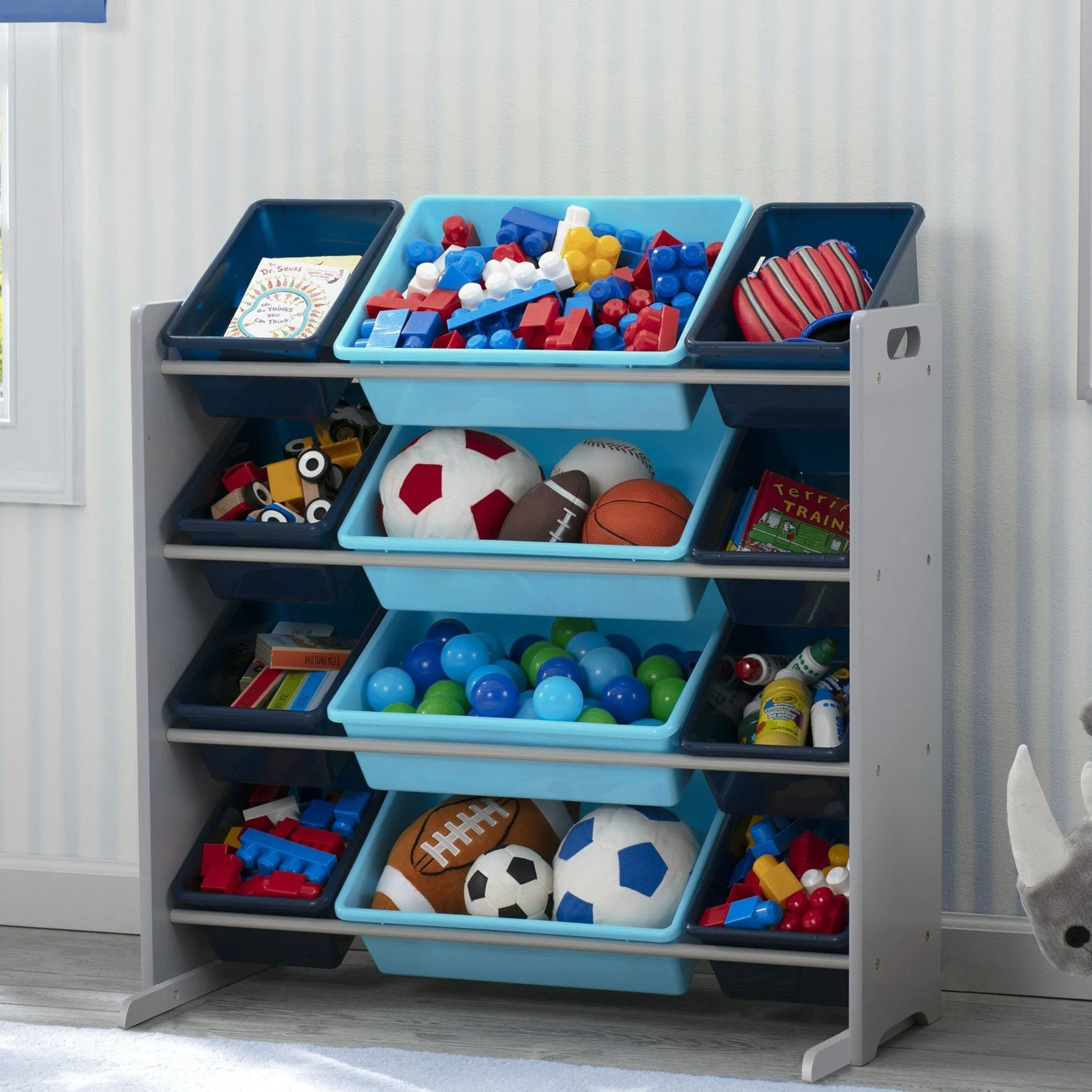 Kids Toy Storage Organizer with 12 Plastic Bins