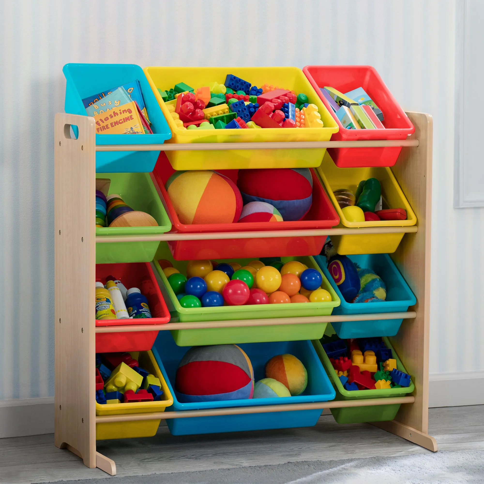 Kids Toy Storage Organizer with 12 Plastic Bins