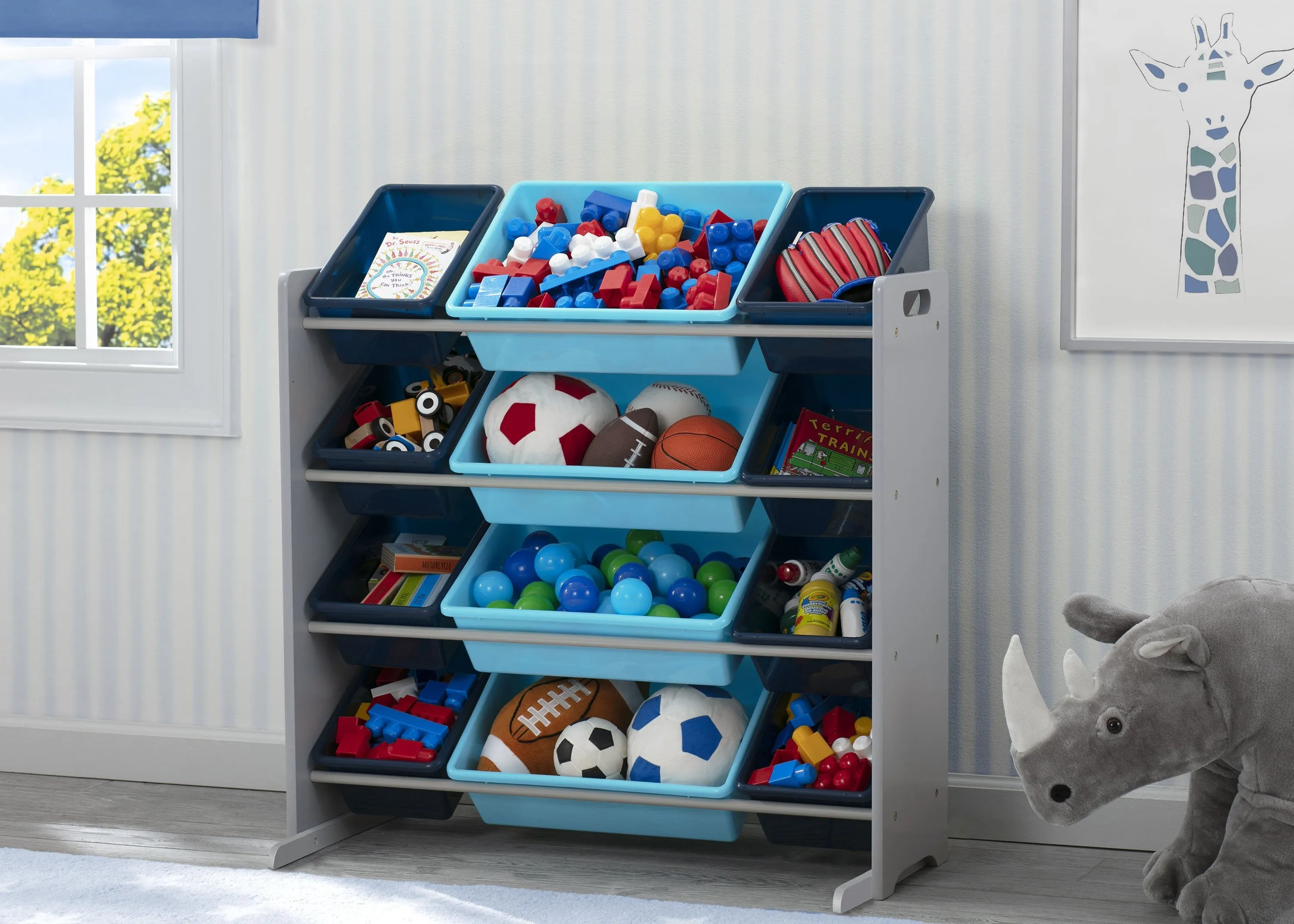 Kids Toy Storage Organizer with 12 Plastic Bins