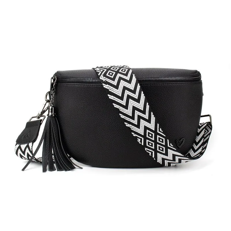 Kimberley Vegan Leather Crossbody Bag/Sling - Black