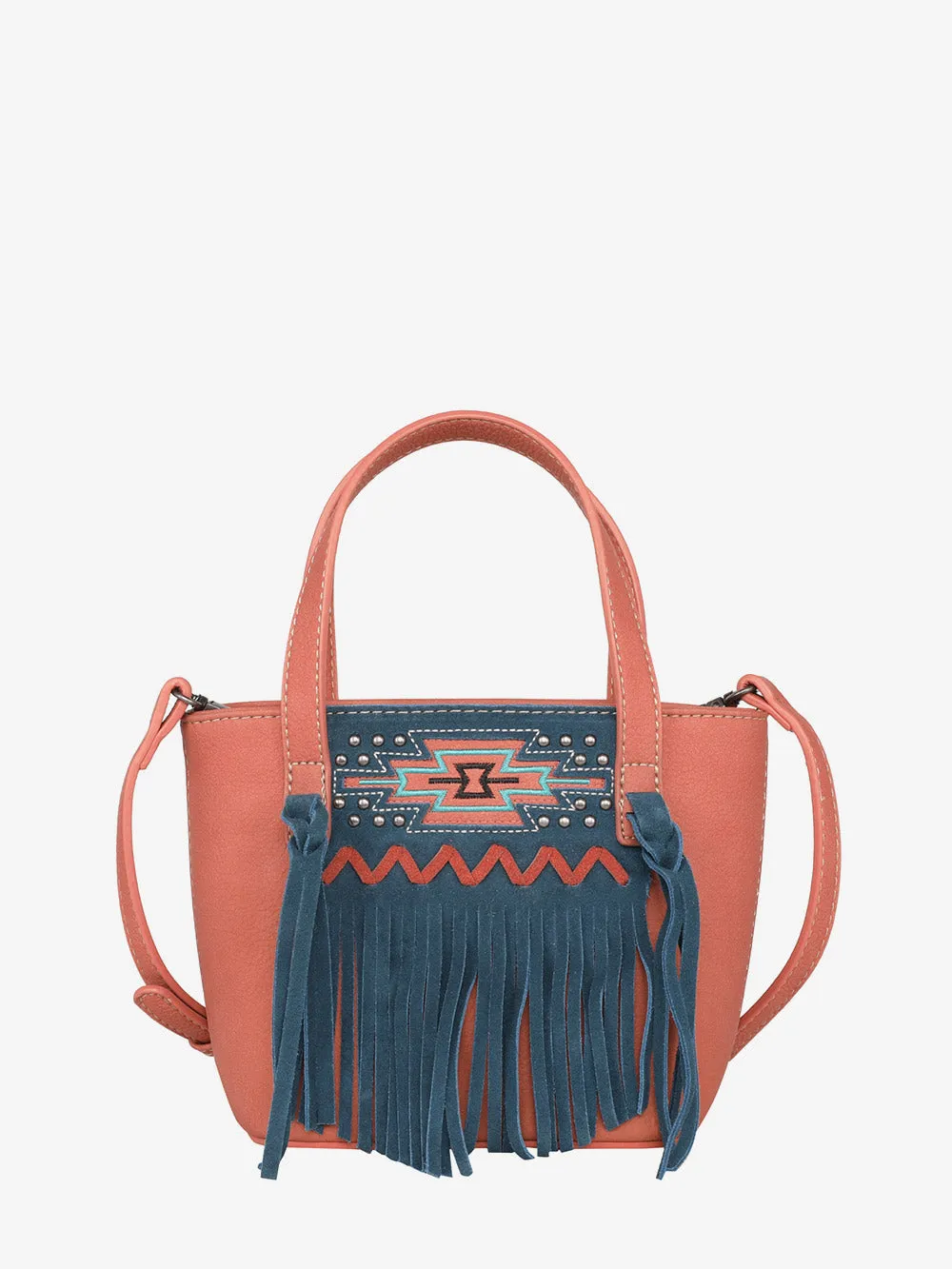 Montana West Aztec Embroidery Tassel Crossbody Mini Tote