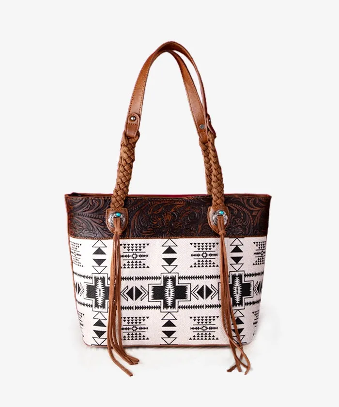 Montana West Braided Strap Aztec Tote Bag