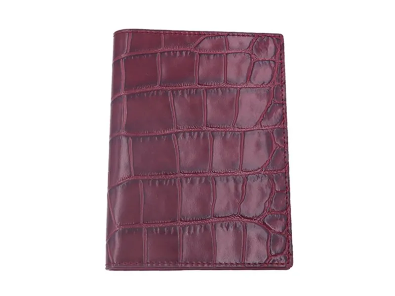 Passport Holder Orinoco 'Croc' Print Calf Leather - Wine