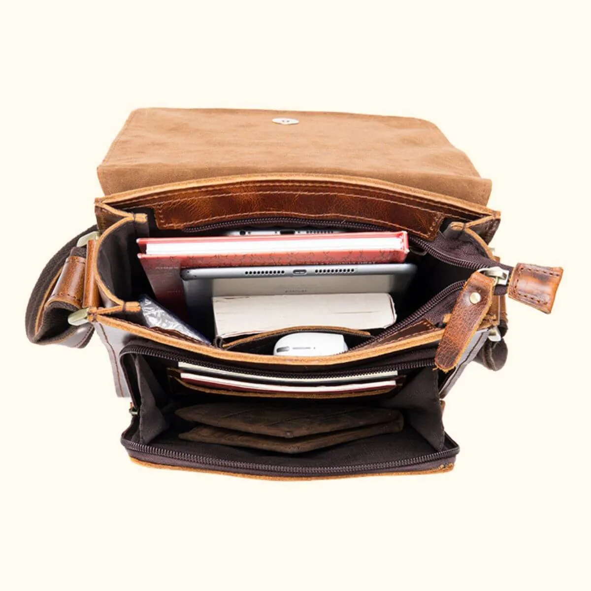 The Rustic Rambler - Brown Leather Messenger Bag