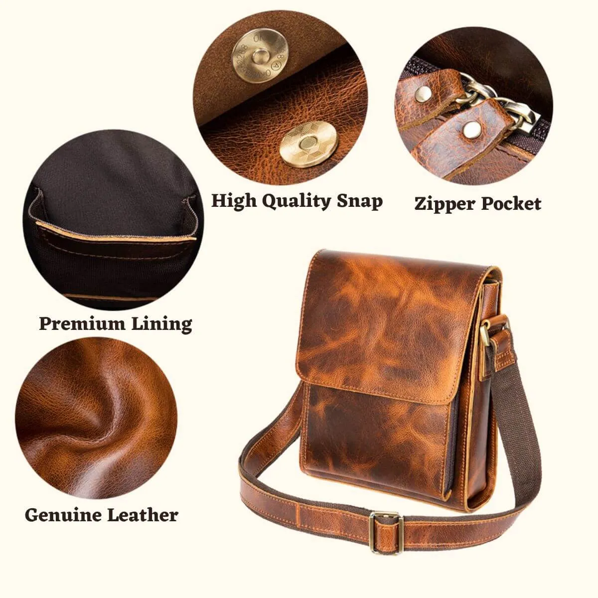 The Rustic Rambler - Brown Leather Messenger Bag