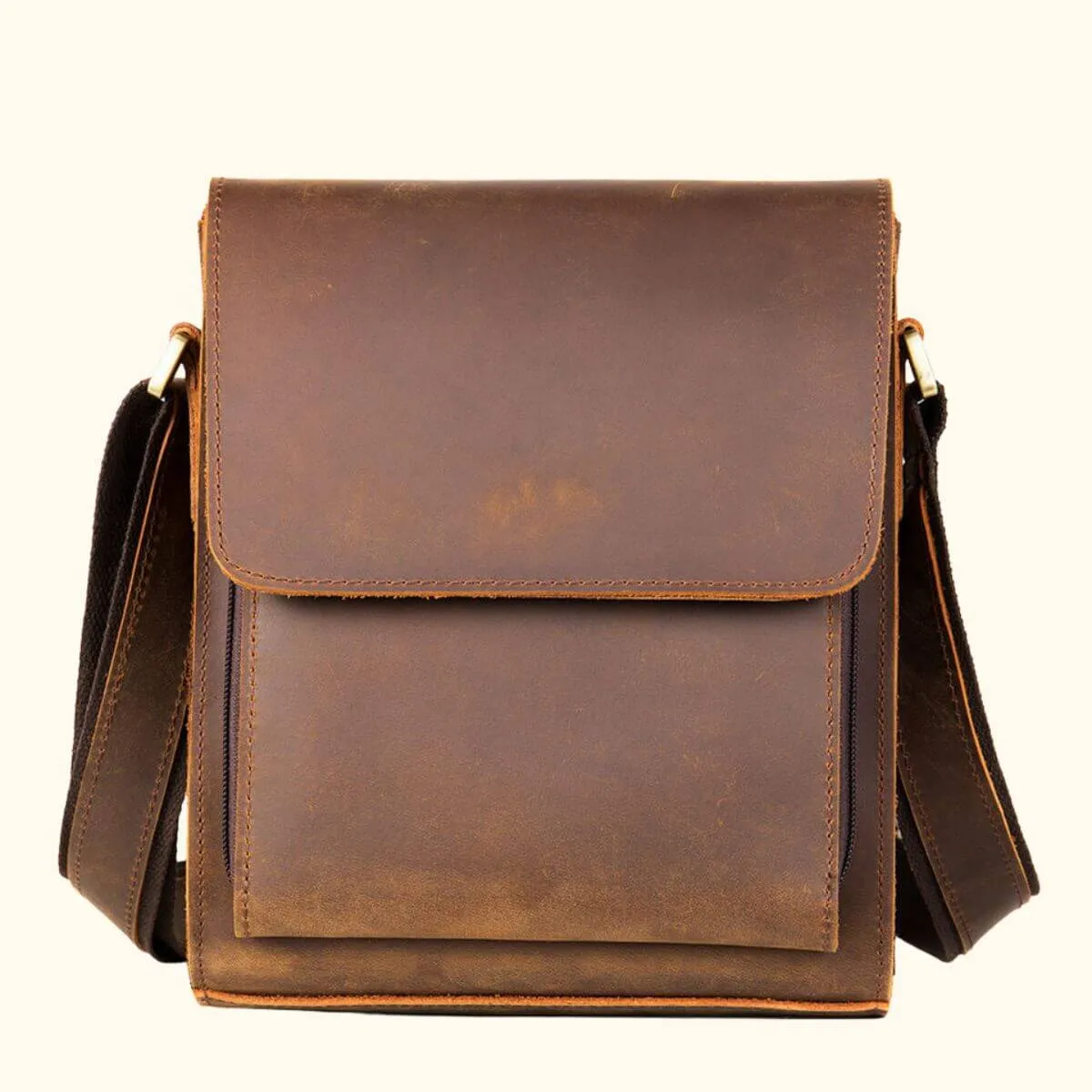 The Rustic Rambler - Brown Leather Messenger Bag