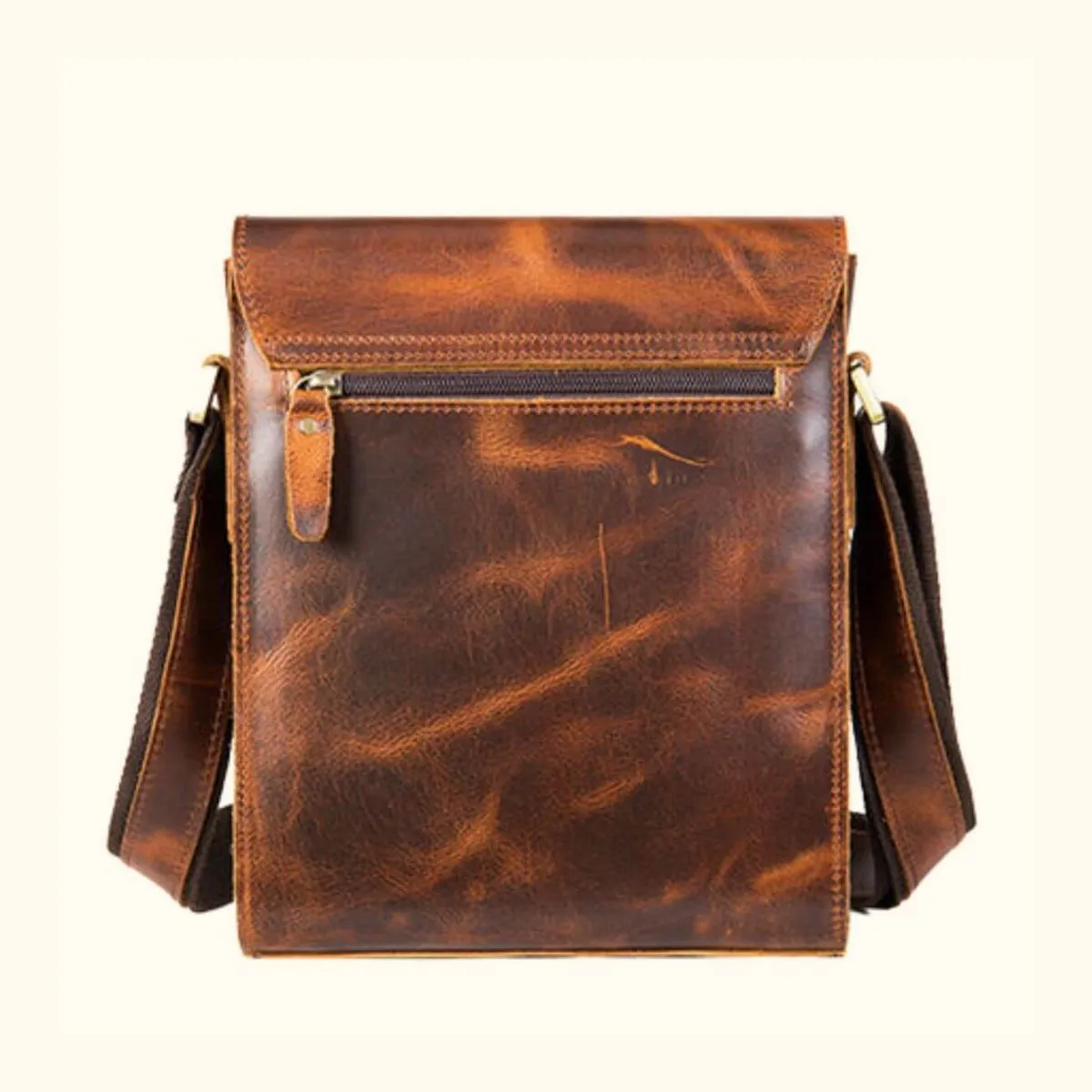 The Rustic Rambler - Brown Leather Messenger Bag