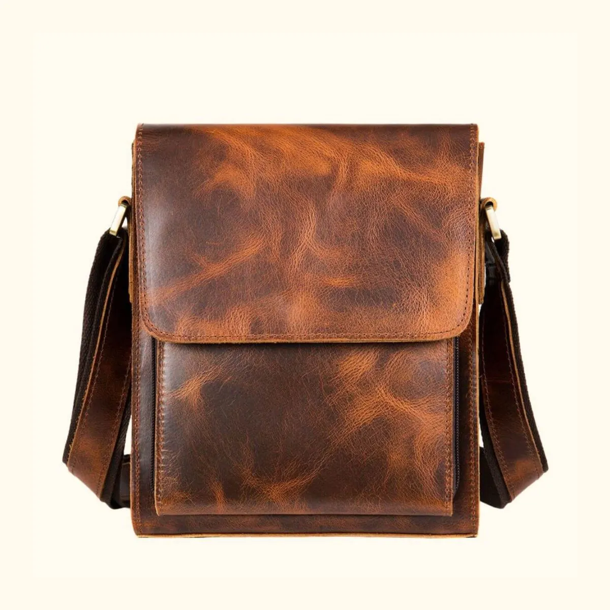 The Rustic Rambler - Brown Leather Messenger Bag